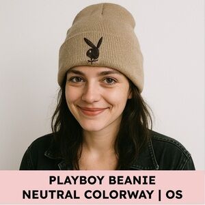 PLAYBOY Neutral Tan Beanie - PacSun - Sold Out Online - Indie Sleaze Y2K skater